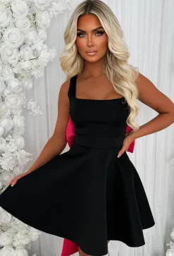 Adore Me More Black Bow Back Mini Dress