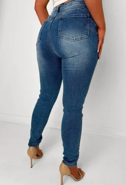 Amelie Mid Wash Stretch Push Up Skinny Jeans