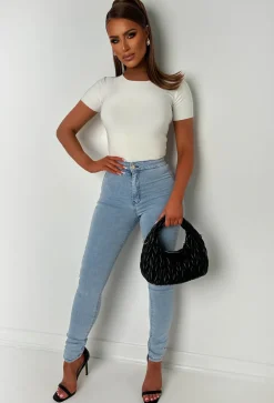 Authentic Chic Light Wash Stretch Skinny Plain Front Jeans