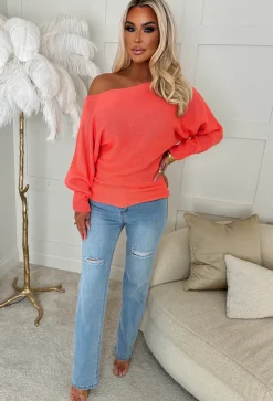 Barely Blush Coral Ultra Soft Off The Shoulder Jumper