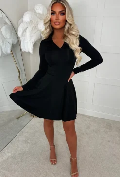 Be Your Lover Black Skater Collar Dress