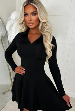 Be Your Lover Black Skater Collar Dress