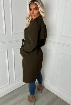 Chic Society Khaki Belted Trench Coat
