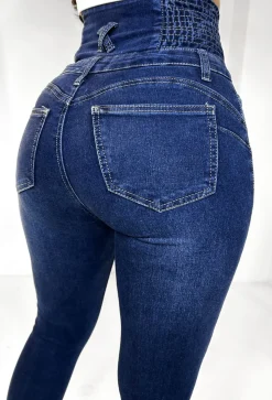 Cinched & Ready Dark Blue High Waist Cinching Push Up Skinny Stretch Jeans
