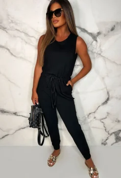 Content Cutie Black Cut Out Stretch Jumpsuit