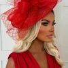 Cosmo Chic Red Floral Bow Detail Fascinator