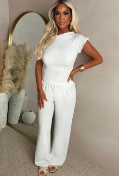 Crimson Crush Cream Straight Leg Stretch Trousers