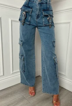 Denim Darling Mid Blue Cargo Co-Ord Set