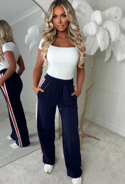 Everyday Thrills Navy Side Stripe Trousers