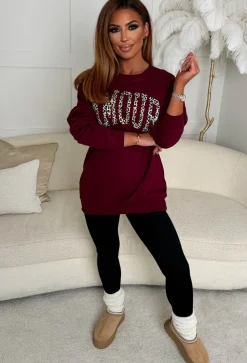 Fierce Love Burgundy Leopard Print Amour Sweatshirt