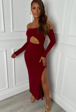 Finlay Burgundy Cut Out Maxi Dress
