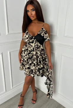 Frenchie Multi Lace Frill Leopard Cami Dress
