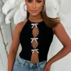 Goddess Glow Black Diamond Bow Knitted Top