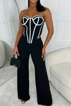 I See Fire Black High Waisted Wide Leg Trousers
