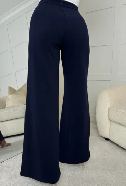 I See Fire Navy High Waisted Wide Leg Trousers