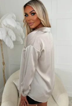 Icon Champagne Satin Button Shirt
