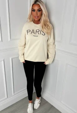 In My Era Cream Embroidered Paris Sweatshirt