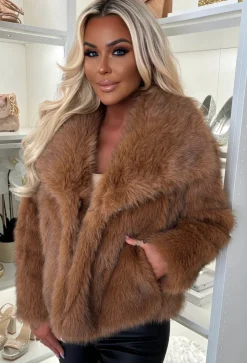 Ionna Rust Ultra Thick Faux Fur Jacket
