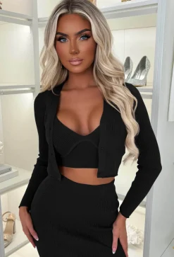 Kendra Black 3 Piece Knitted Set
