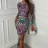Main Character Multi Ombre Zebra Print Ruched Dress