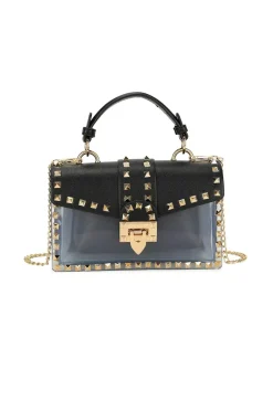 Making A Point Black Faux Leather Stud Detail Bag