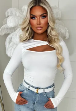 Never Let Go White Stretch Knot Top