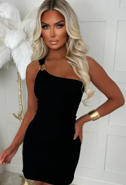 Ocean Breeze Bliss Black Gold Detail Knitted Dress