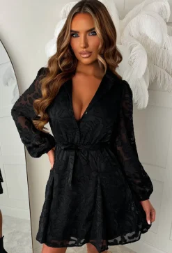Oh Dolly Black Sheer Shirt Dress