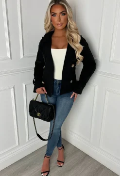 Private Society Black Belted Cropped Trench Coat