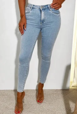 Push My Luck Light Blue Stretch Push Up Skinny Jeans