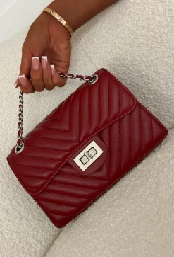 Quilted Babe Red Chain Detail Bag