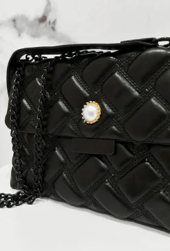Quilted Baddie Black Quilted Detail Bag