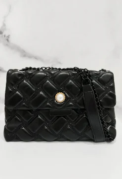 Quilted Baddie Black Quilted Detail Bag