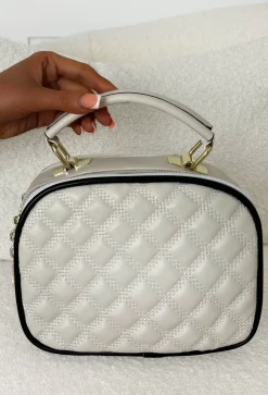Rizzo Rules Cream Contrast Quilted Top Handle Bag