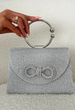Run The World Silver Diamante Detail Bag