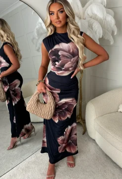 Scout Black Flower Print Midaxi Dress