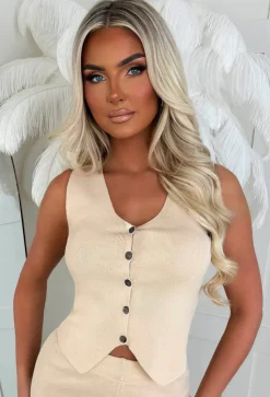 Stay Trending Beige Knitted Waistcoat and Trouser Co-Ord Set