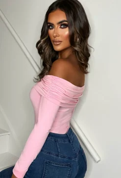 Stole Your Lover Baby Pink Bardot Stretch Top
