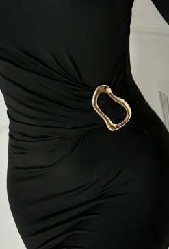 Such A Siren Black Buckle Detail Dress