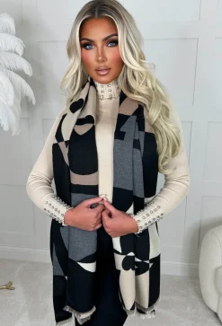 Take Me Out Beige Slogan Design Scarf