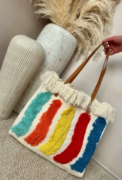 Take Me To Tropez Cream Beach Tote Bag