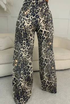 Ultimate Revolution Leopard Straight Leg Diamante Jeans