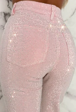 Ultimate Sparkle Pink Straight Leg Stretch Diamante Jeans