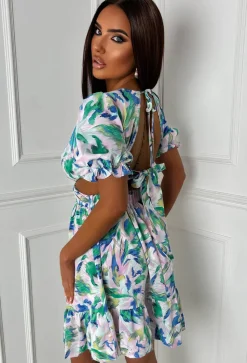 Untamed Allure Green Ring Front Side Cut Out Mini Dress