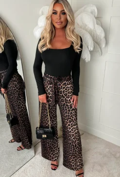 Wild Embrace Leopard Print Belted Trousers